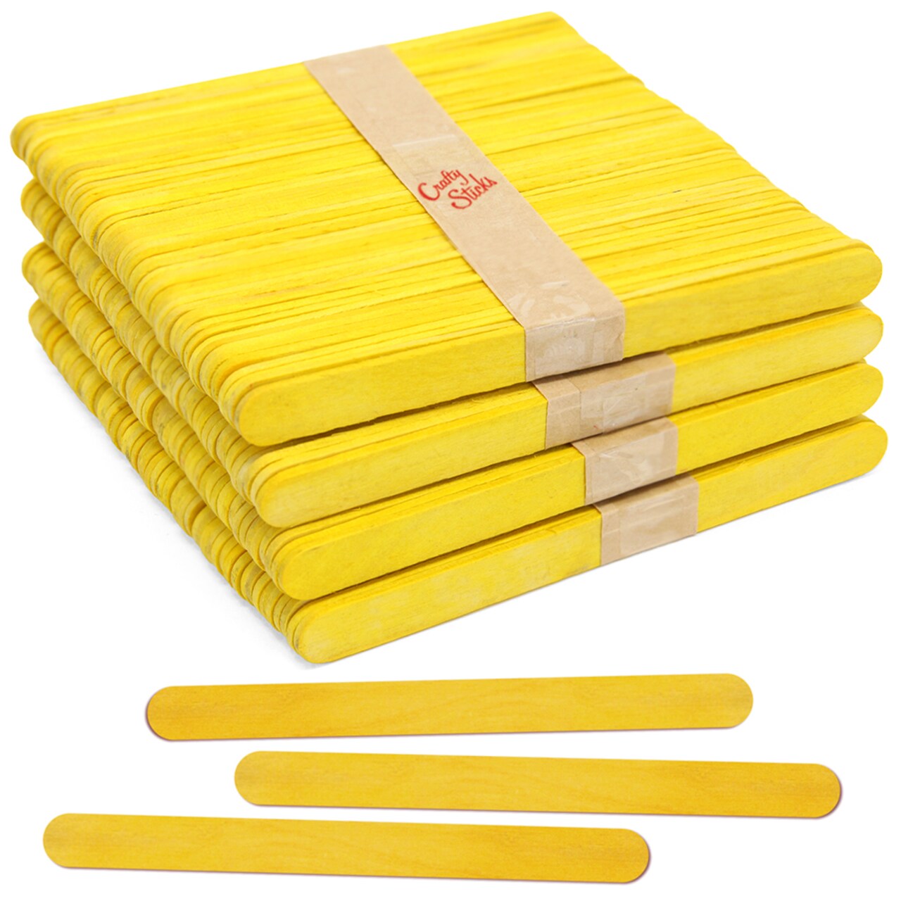 CraftySticks Colored Wood Craft Sticks 4.5 Inch, Red Orange Yellow Green Blue Purple White Black Pink Brown Popsicle Sticks